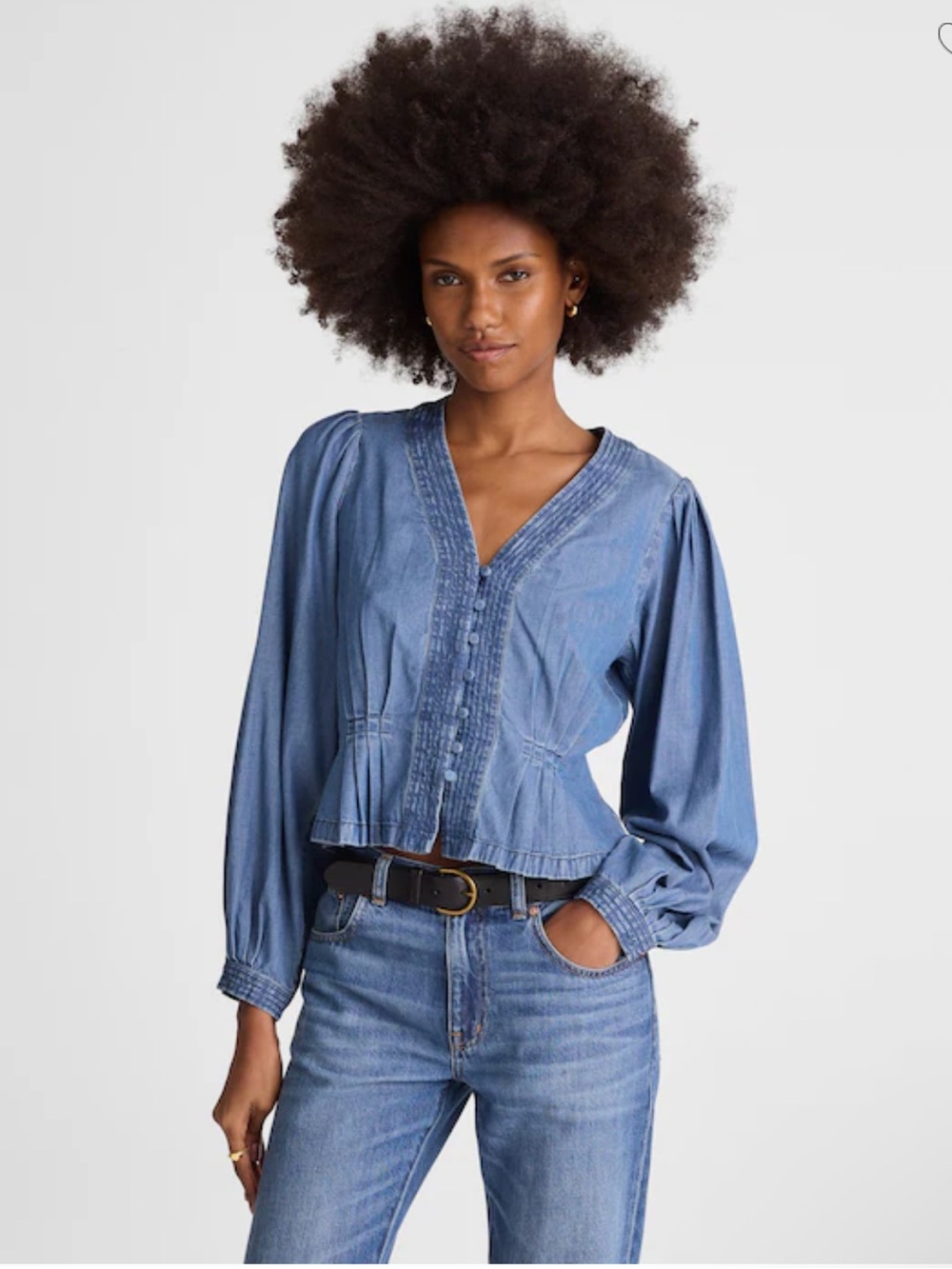 Madewell Denim Button-Front Top - Kennebec WashRigid